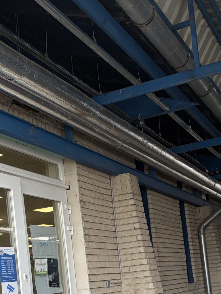 exterior pipes carefully insulated